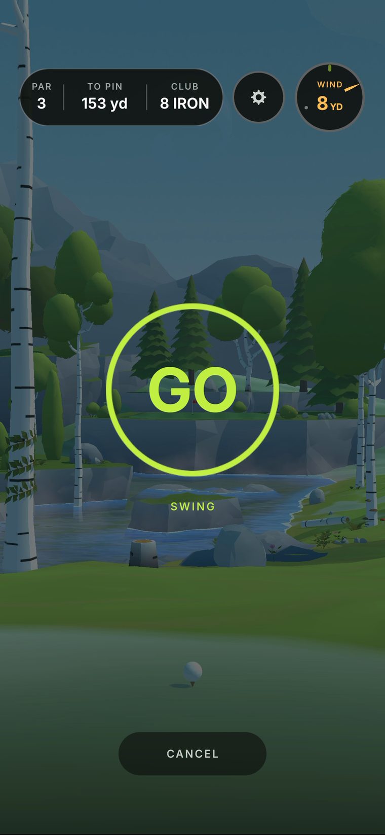 A large GO inside a lime ring, with the word SWING beneath it.